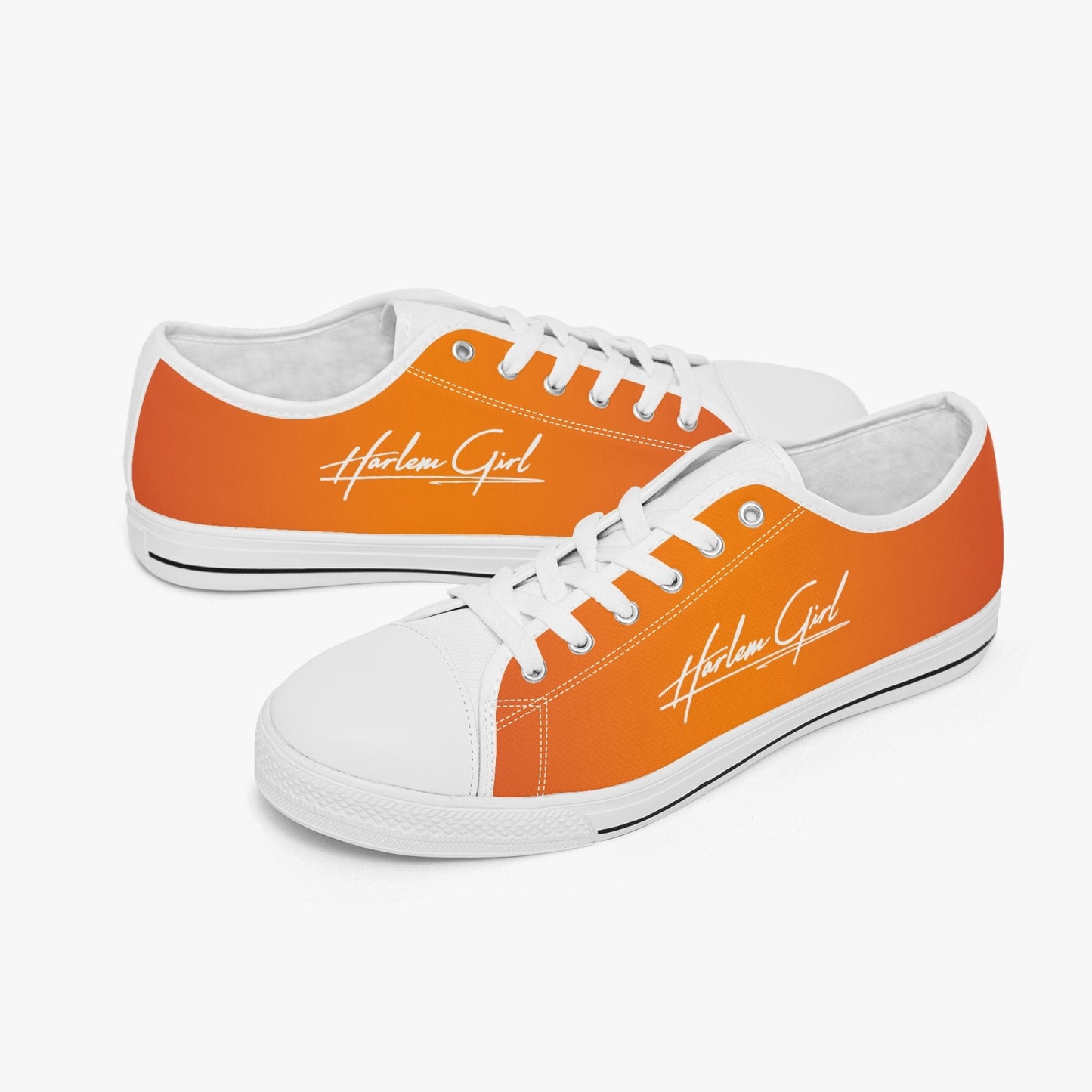 Harlem Girl "Coolee High" Womens Low-Top Canvas Sneaks - Mandarin