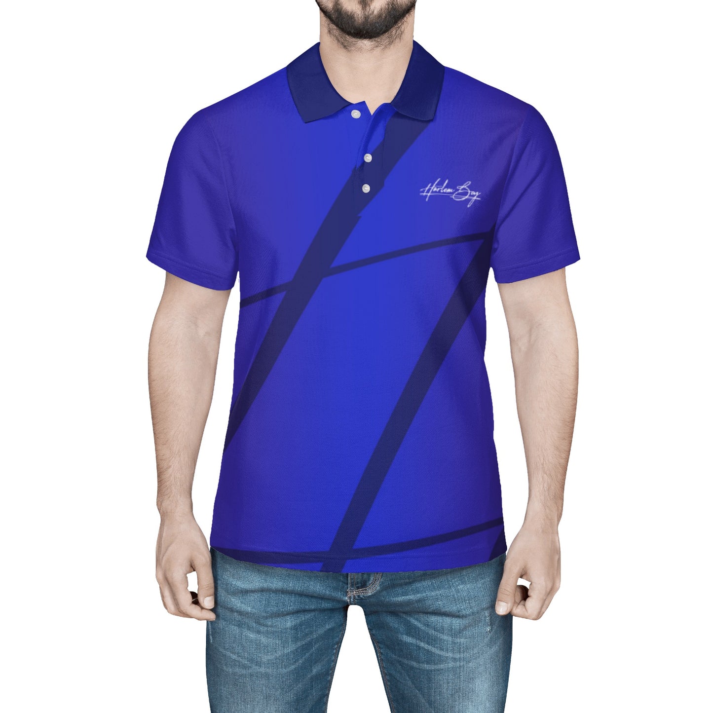 Harlem Boy Printed Signature Polo Men's Sapphire