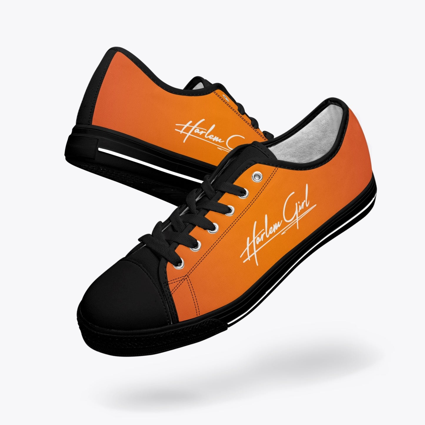 Harlem Girl "Coolee High" Womens Low-Top Canvas Sneaks - Mandarin