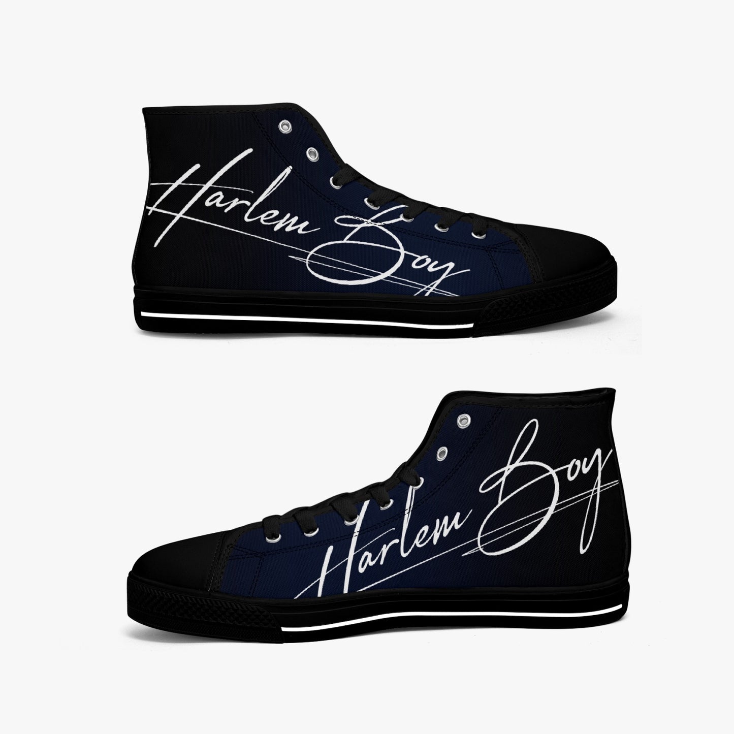HB Harlem Boy "Lenox Ave" Classic High Top - BluBlac Onyx - Mens (Black or White Soles)