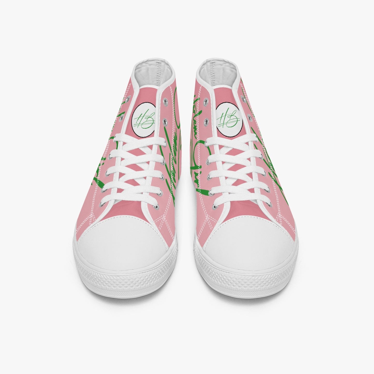 HB Harlem Girl "Lenox Ave" Classic High Top - Pink n Green - Women (Black or White Soles)