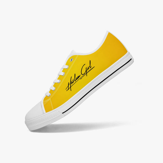 Harlem Girl "Coolee High" Womens Low-Top Canvas Sneaks - Gold