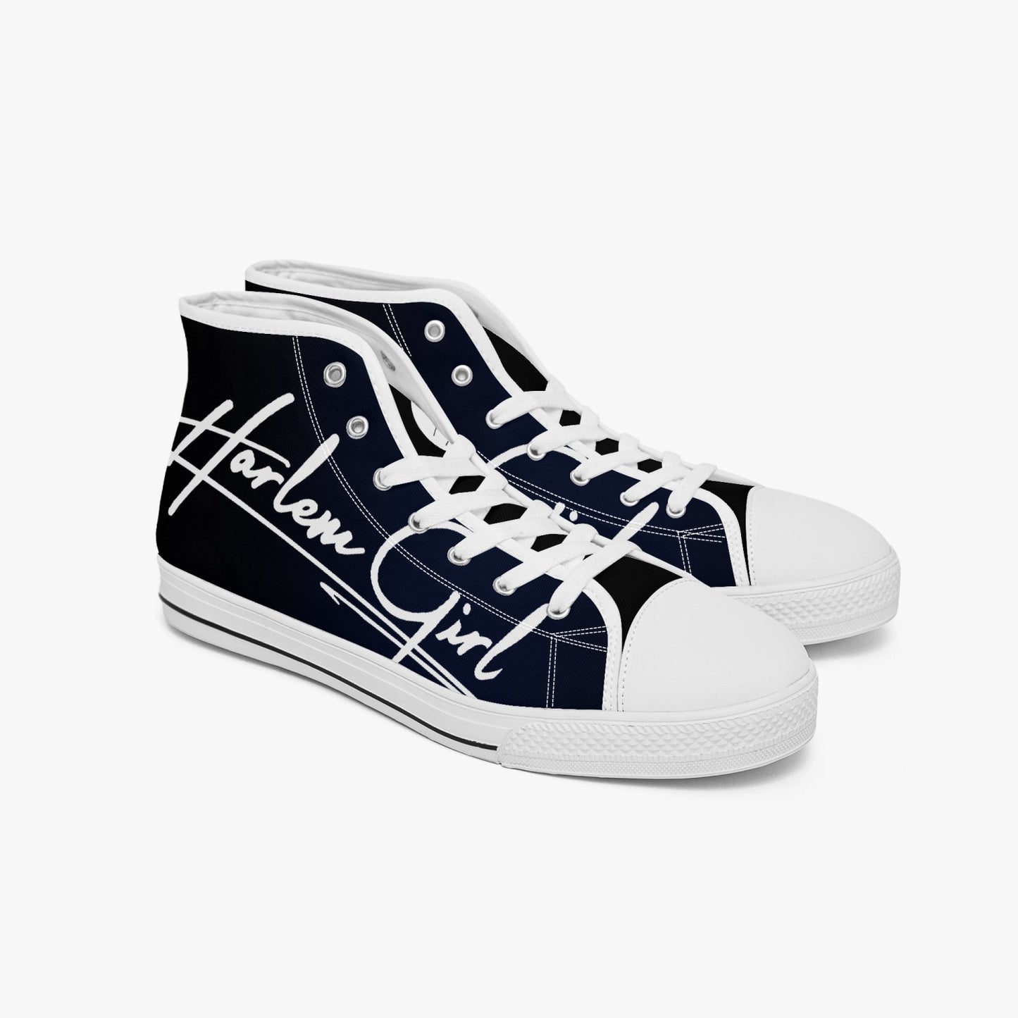 HB Harlem Girl "Lenox Ave" Classic High Top - BluBlac Onyx - Women (Black or White Soles)