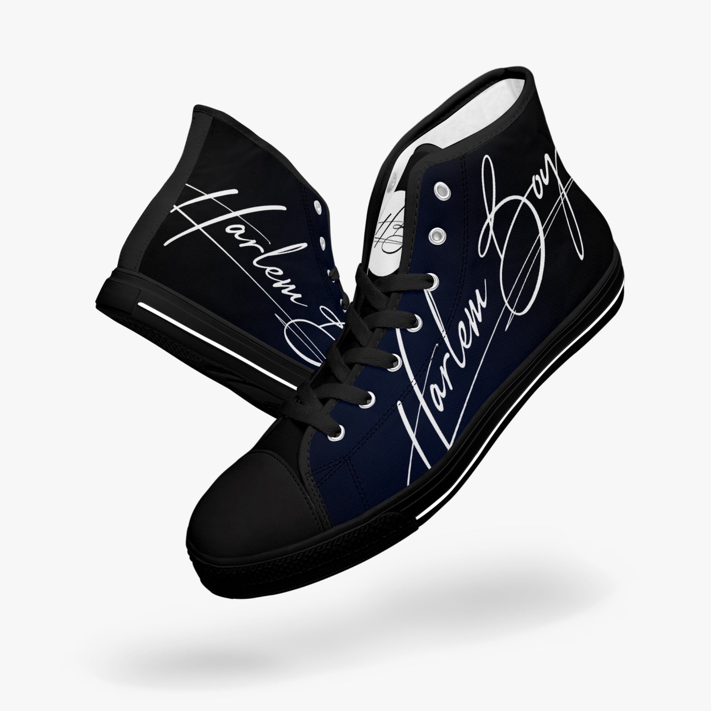 HB Harlem Boy "Lenox Ave" Classic High Top - BluBlac Onyx - Mens (Black or White Soles)