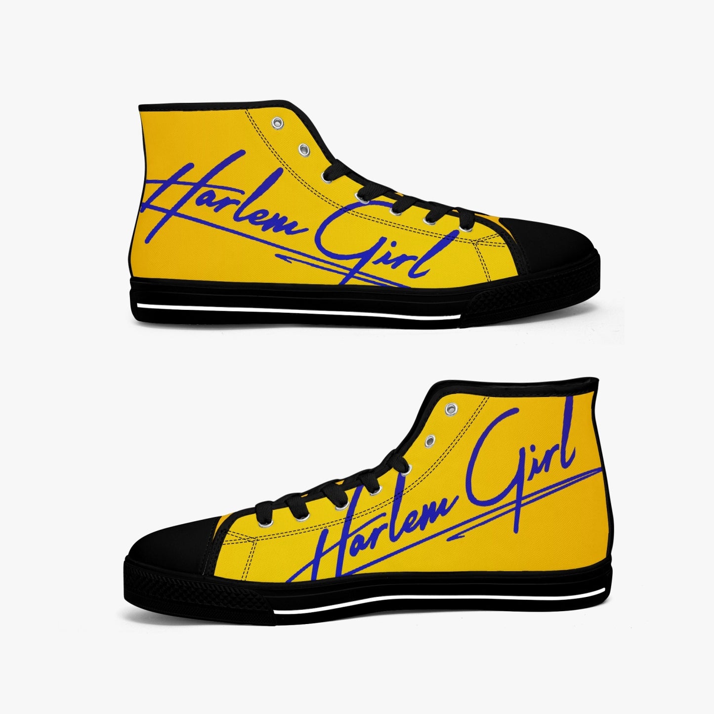 HB Harlem Girl "Lenox Ave" Classic High Top - Blue n Gold - Women (Black or White Soles)