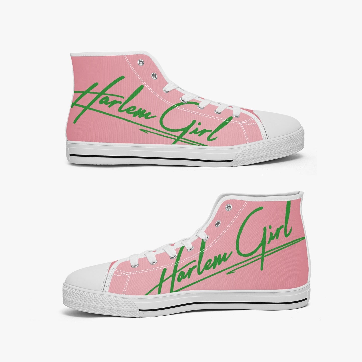 HB Harlem Girl "Lenox Ave" Classic High Top - Pink n Green - Women (Black or White Soles)