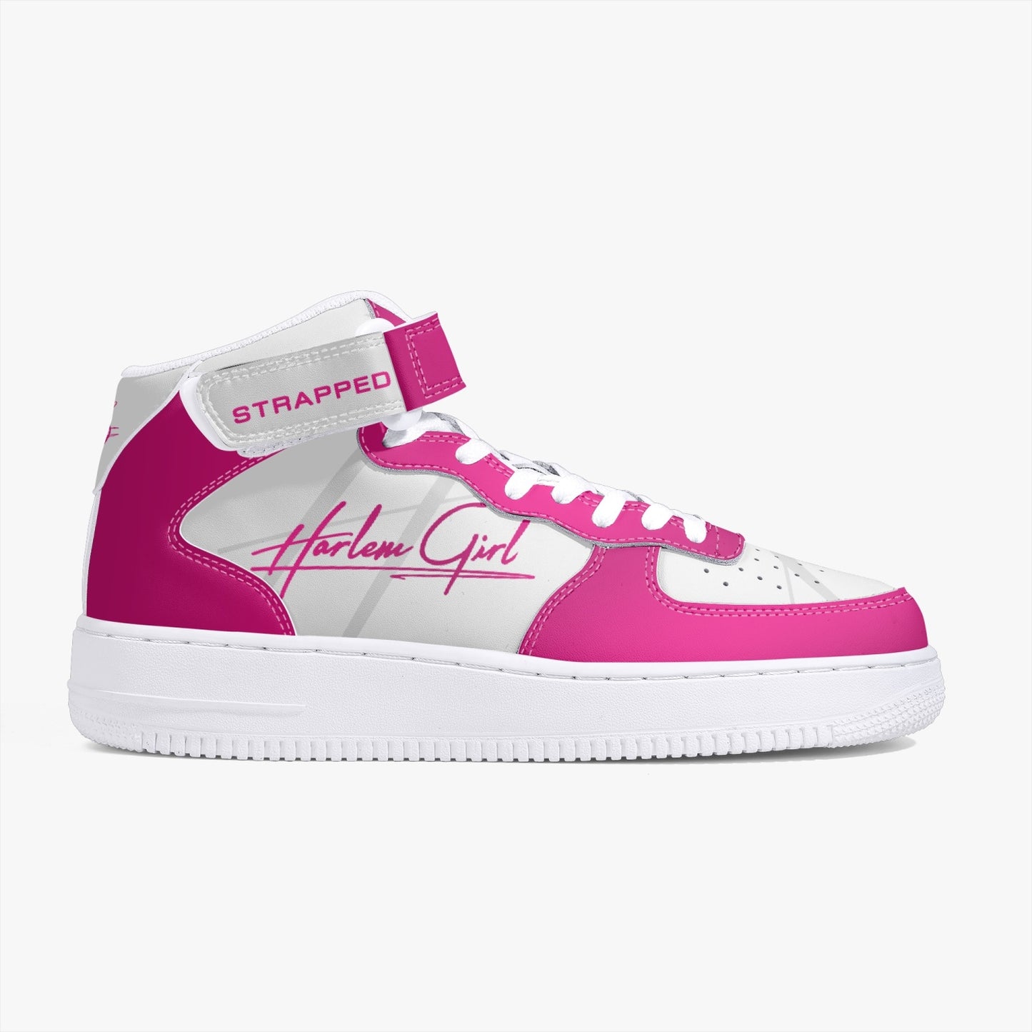 HB Harlem Girl "Strapped" Women's Leather Hi Top Kicks - Fuchsia