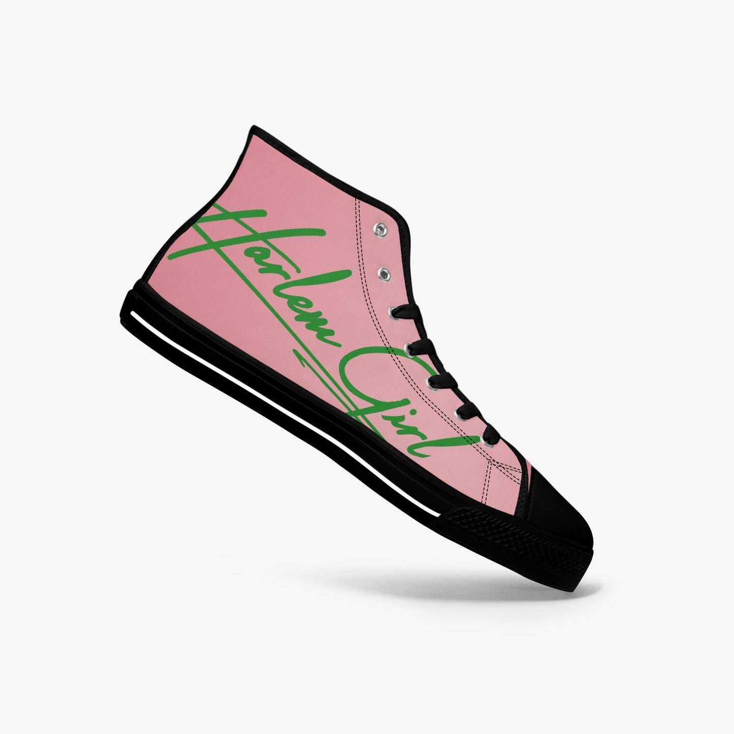 HB Harlem Girl "Lenox Ave" Classic High Top - Pink n Green - Women (Black or White Soles)