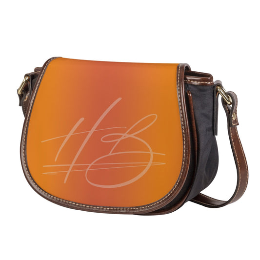 Harlem Boy Collection Vegan Leather Flap Saddle Bag - Mandarin