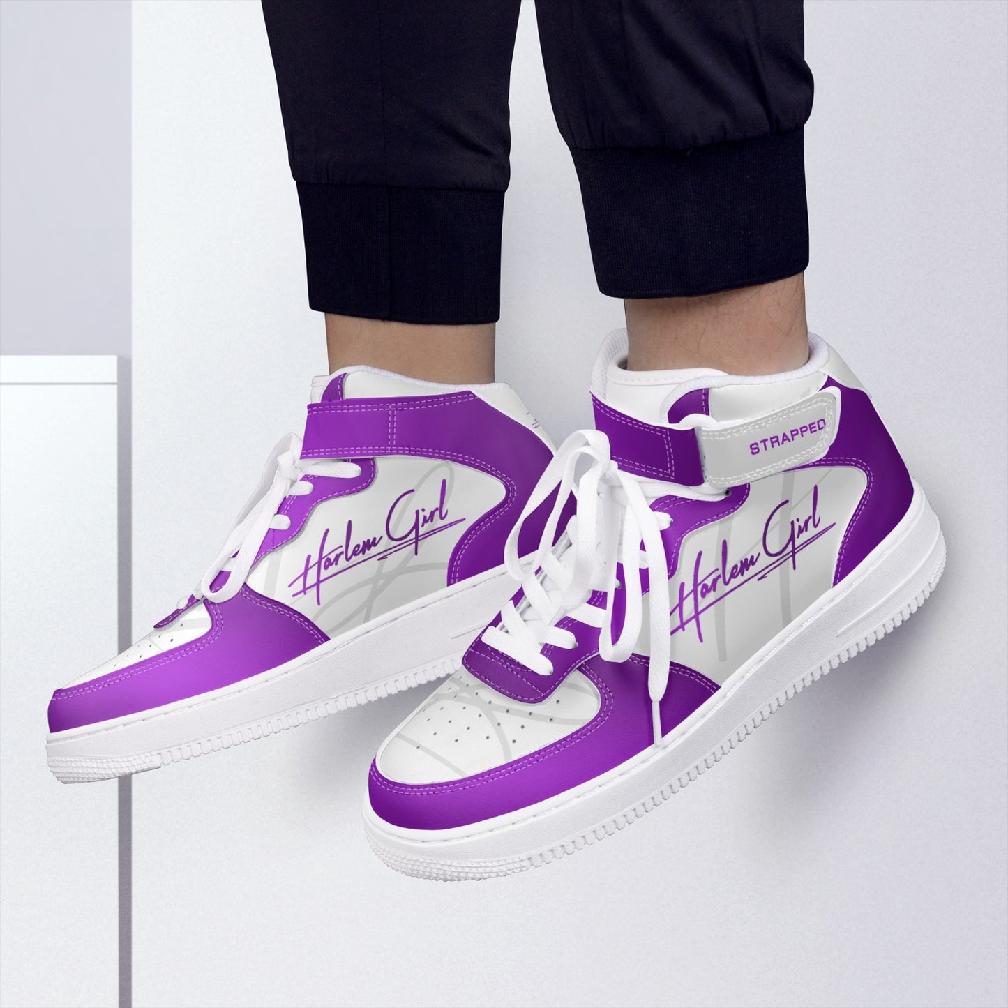 HB Harlem Girl "Strapped" Women's Leather Hi Top Kicks - Amethyst