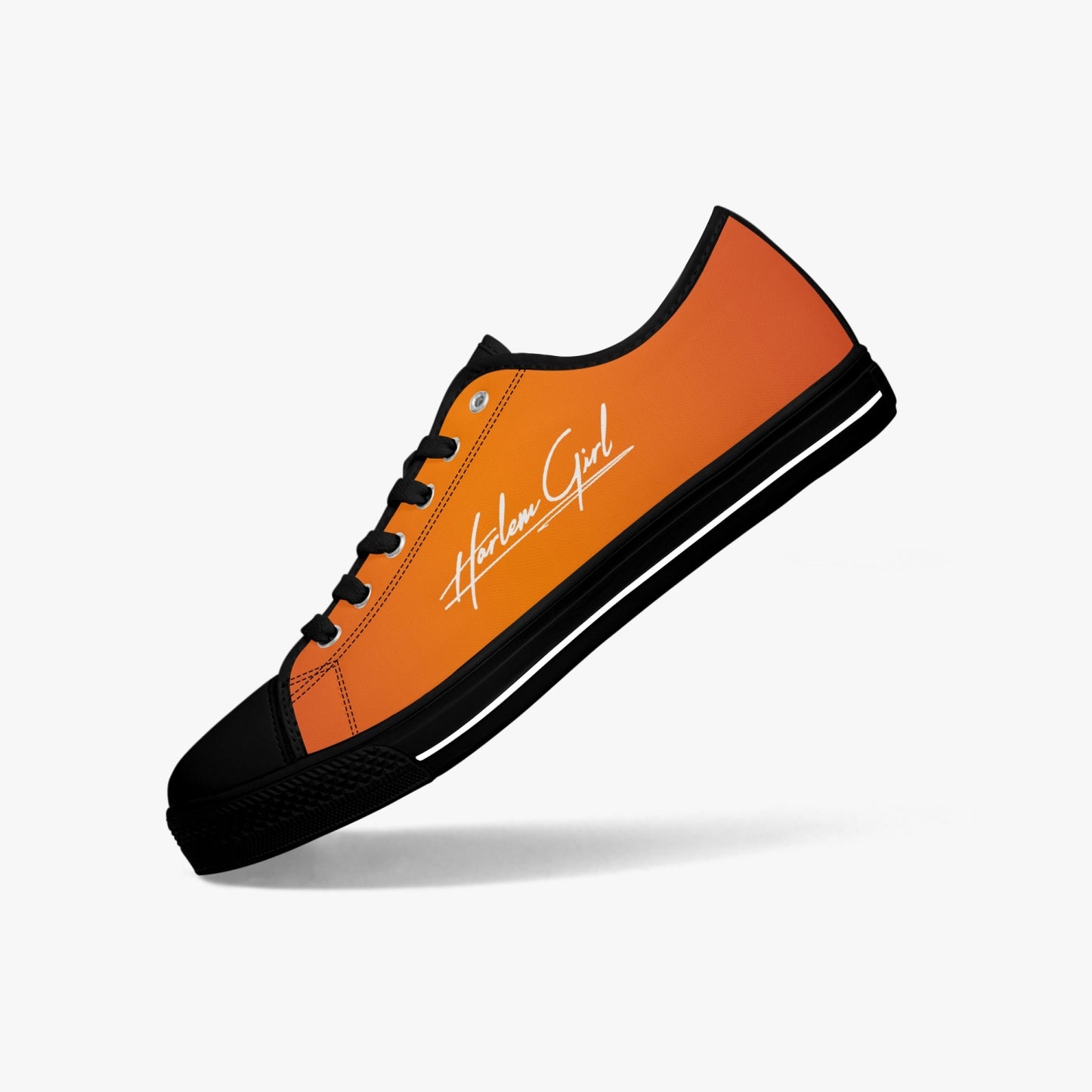 Harlem Girl "Coolee High" Womens Low-Top Canvas Sneaks - Mandarin