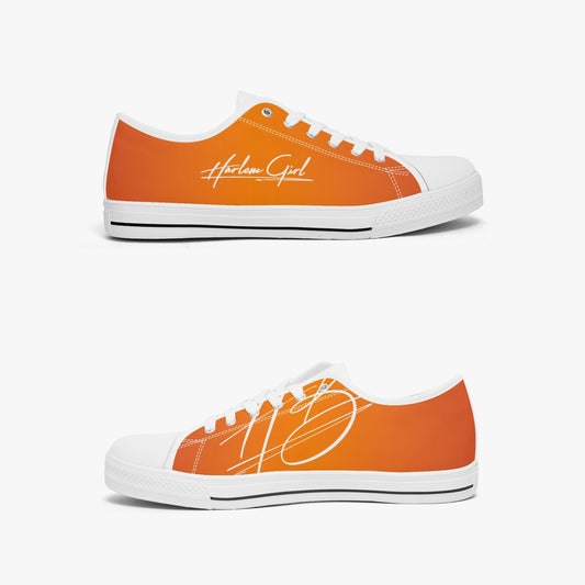Harlem Girl "Coolee High" Womens Low-Top Canvas Sneaks - Mandarin