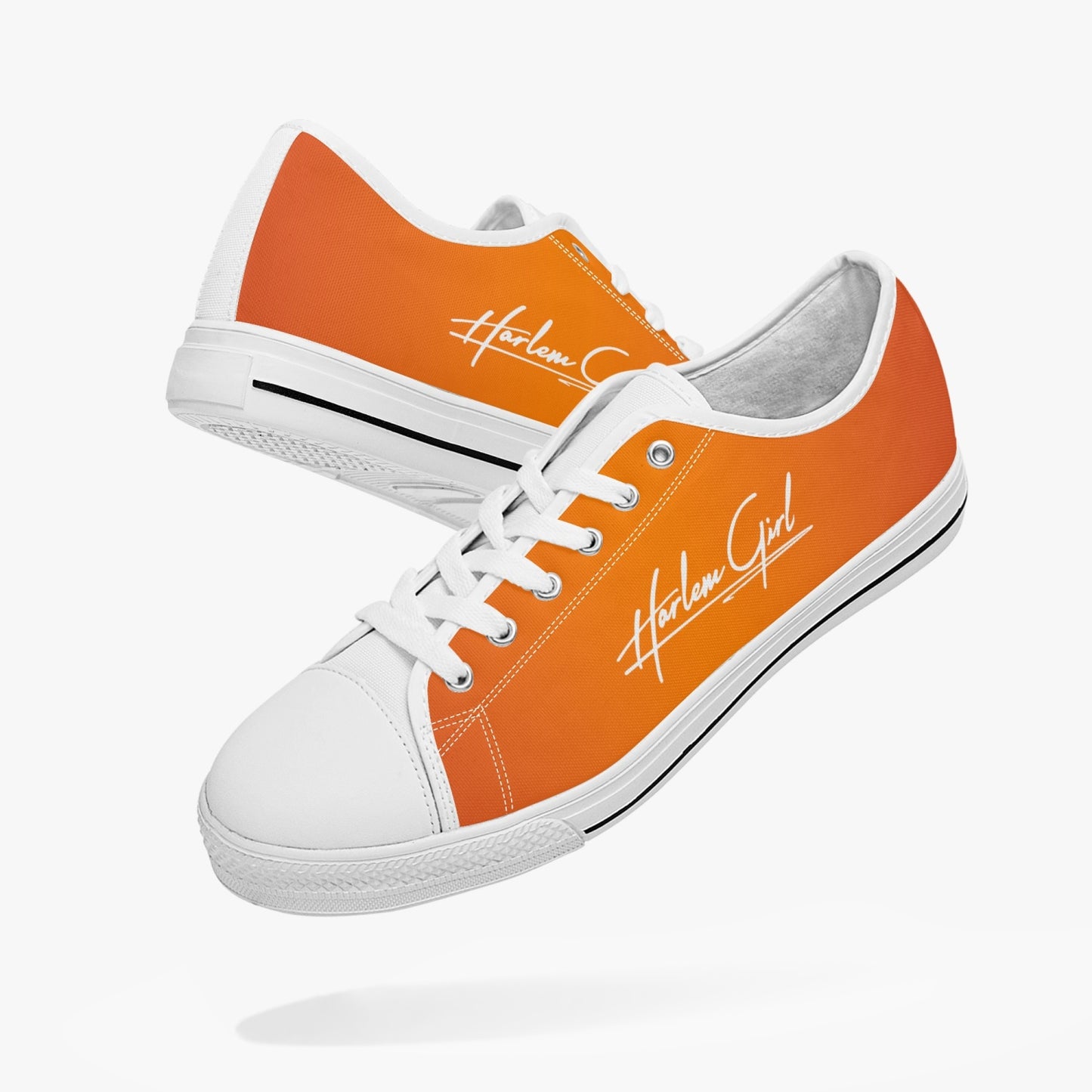 Harlem Girl "Coolee High" Womens Low-Top Canvas Sneaks - Mandarin