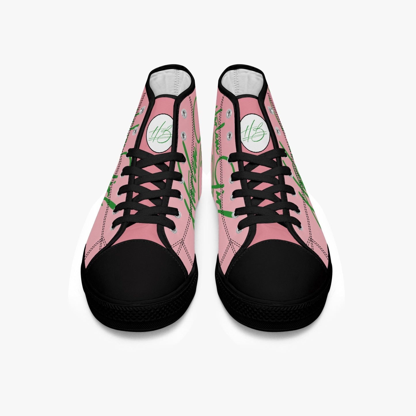 HB Harlem Girl "Lenox Ave" Classic High Top - Pink n Green - Women (Black or White Soles)