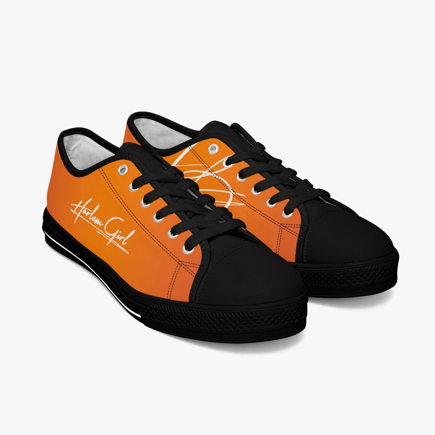 Harlem Girl "Coolee High" Womens Low-Top Canvas Sneaks - Mandarin