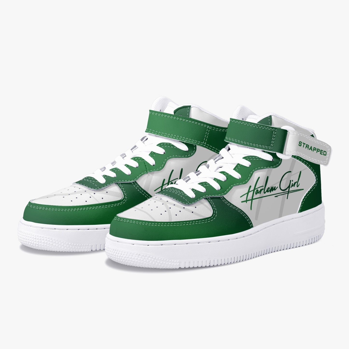 HB Harlem Girl "Strapped" Women's Leather Hi Top Kicks - Emerald