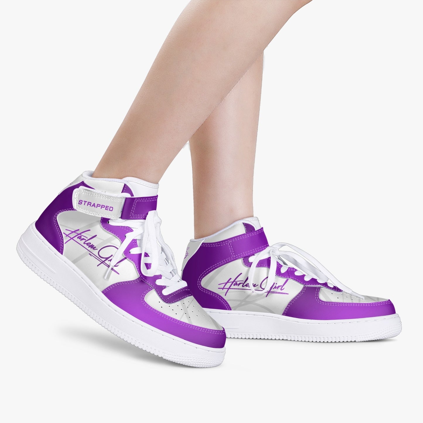 HB Harlem Girl "Strapped" Women's Leather Hi Top Kicks - Amethyst