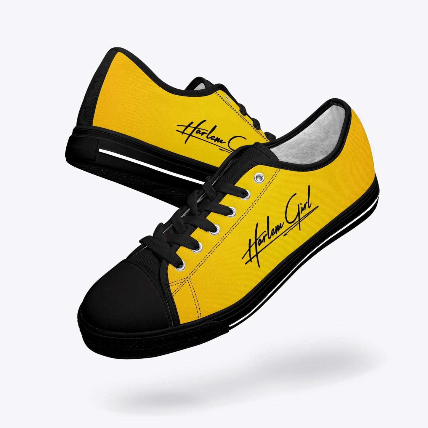 Harlem Girl "Coolee High" Womens Low-Top Canvas Sneaks - Gold