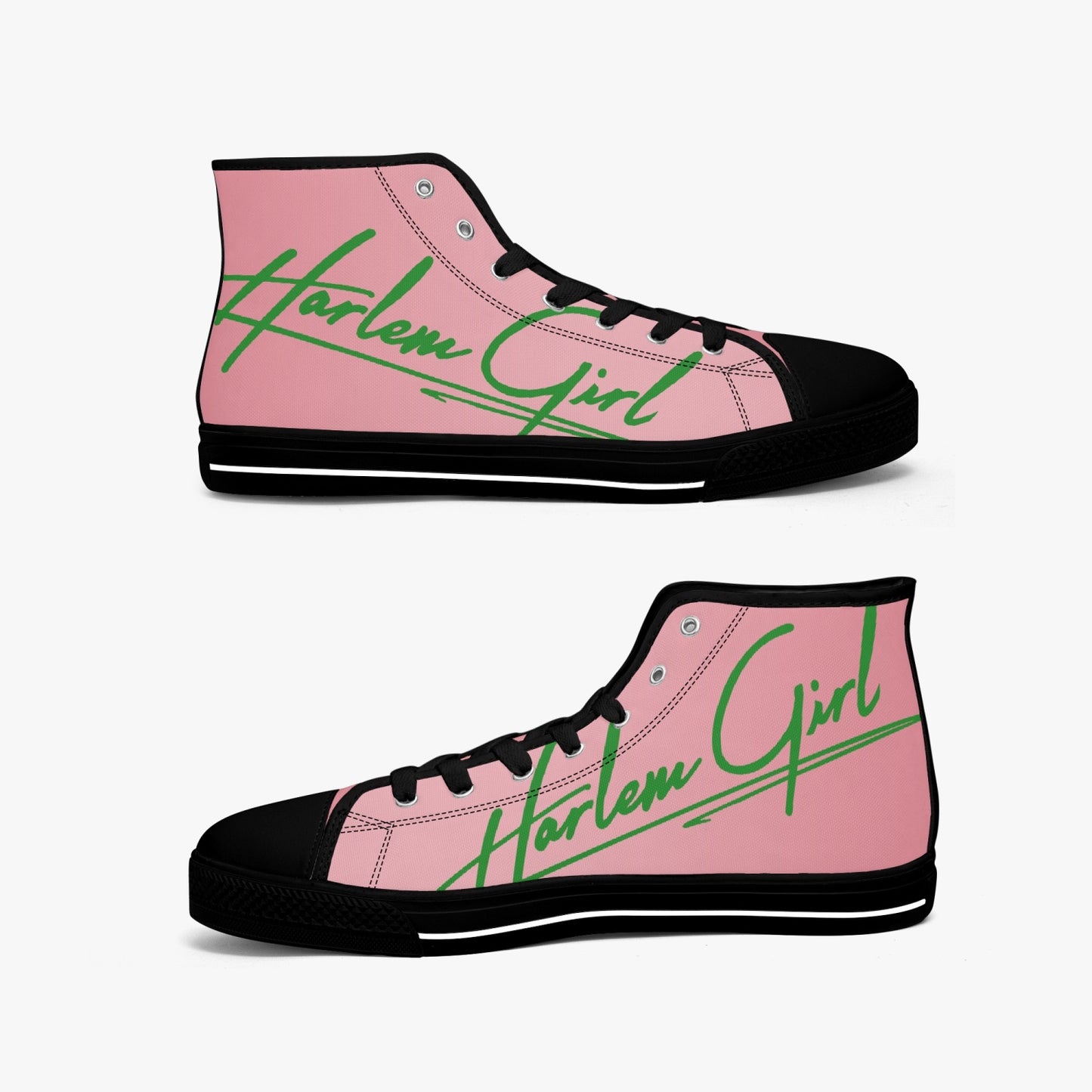 HB Harlem Girl "Lenox Ave" Classic High Top - Pink n Green - Women (Black or White Soles)