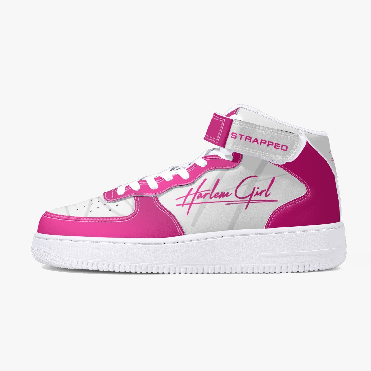 HB Harlem Girl "Strapped" Women's Leather Hi Top Kicks - Fuchsia