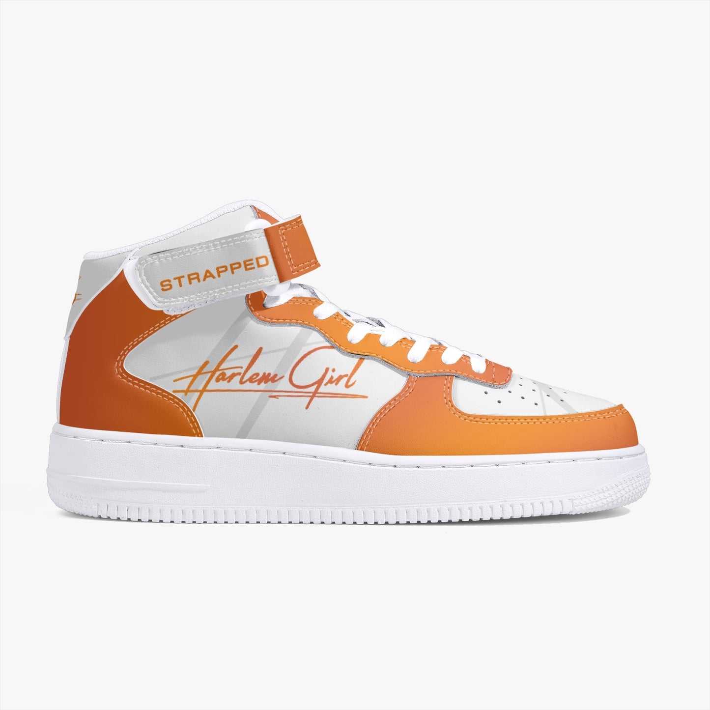 HB Harlem Girl "Strapped" Women's Leather Hi Top Kicks - Mandarin
