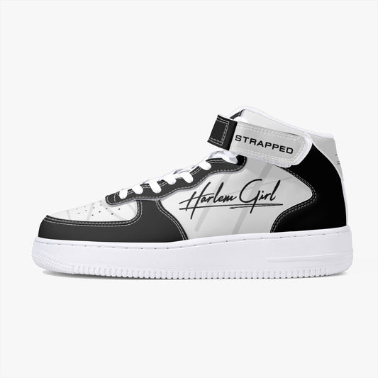 HB Harlem Girl "Strapped" Women's Leather Hi Top Kicks - Onyx