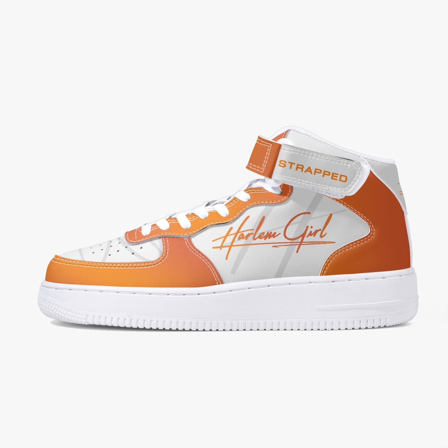 HB Harlem Girl "Strapped" Women's Leather Hi Top Kicks - Mandarin
