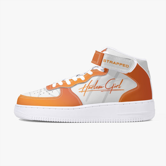 HB Harlem Girl "Strapped" Women's Leather Hi Top Kicks - Mandarin