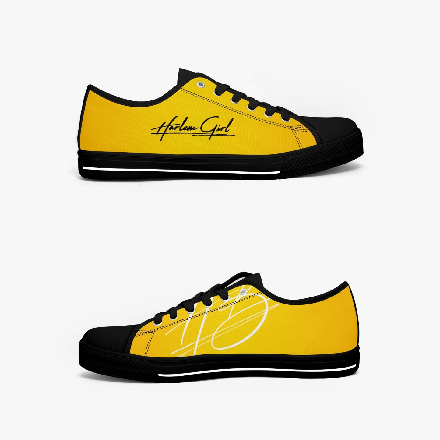 Harlem Girl "Coolee High" Womens Low-Top Canvas Sneaks - Gold