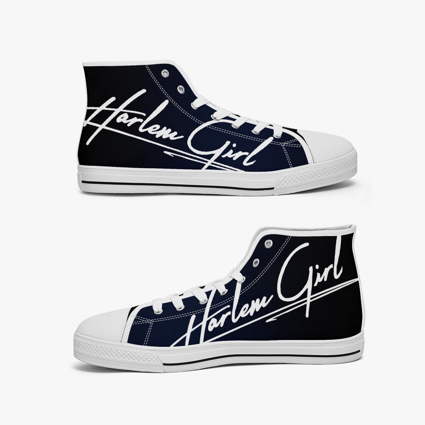 HB Harlem Girl "Lenox Ave" Classic High Top - BluBlac Onyx - Women (Black or White Soles)