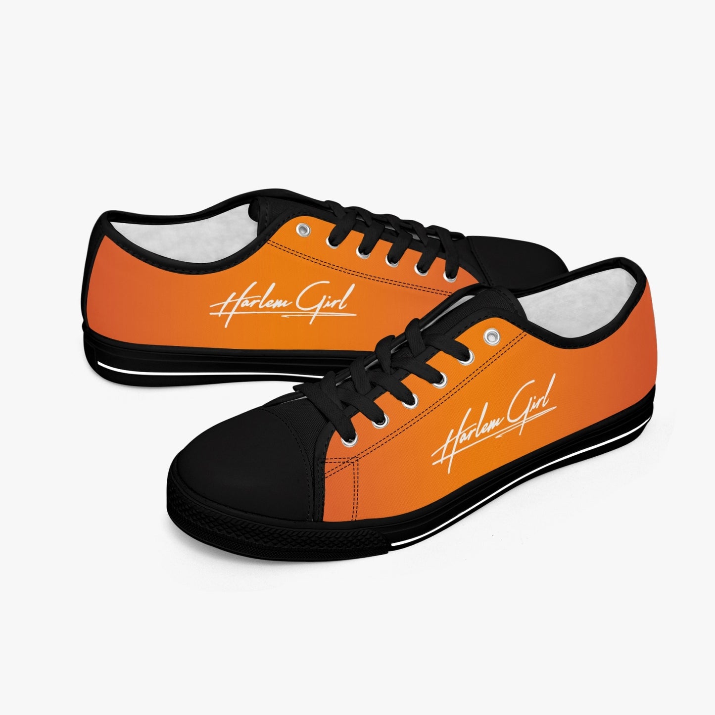 Harlem Girl "Coolee High" Womens Low-Top Canvas Sneaks - Mandarin
