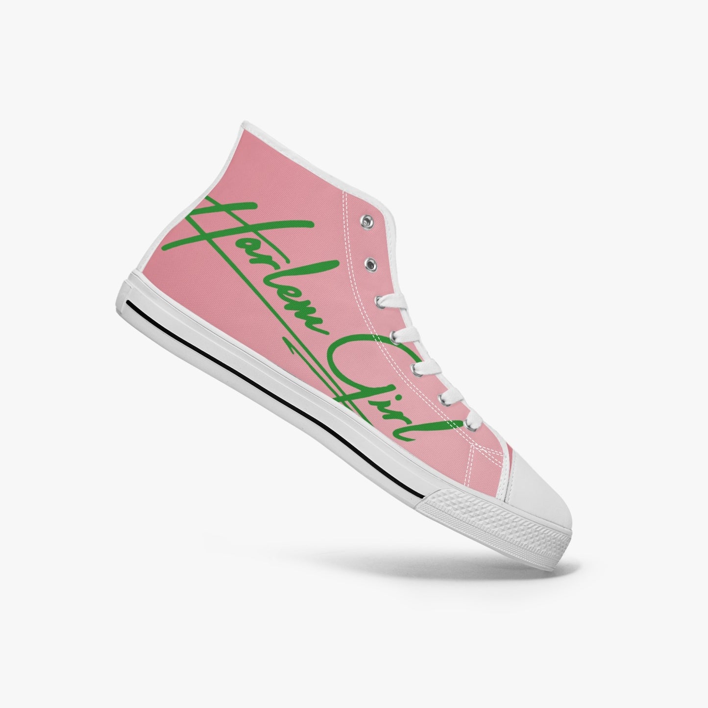 HB Harlem Girl "Lenox Ave" Classic High Top - Pink n Green - Women (Black or White Soles)