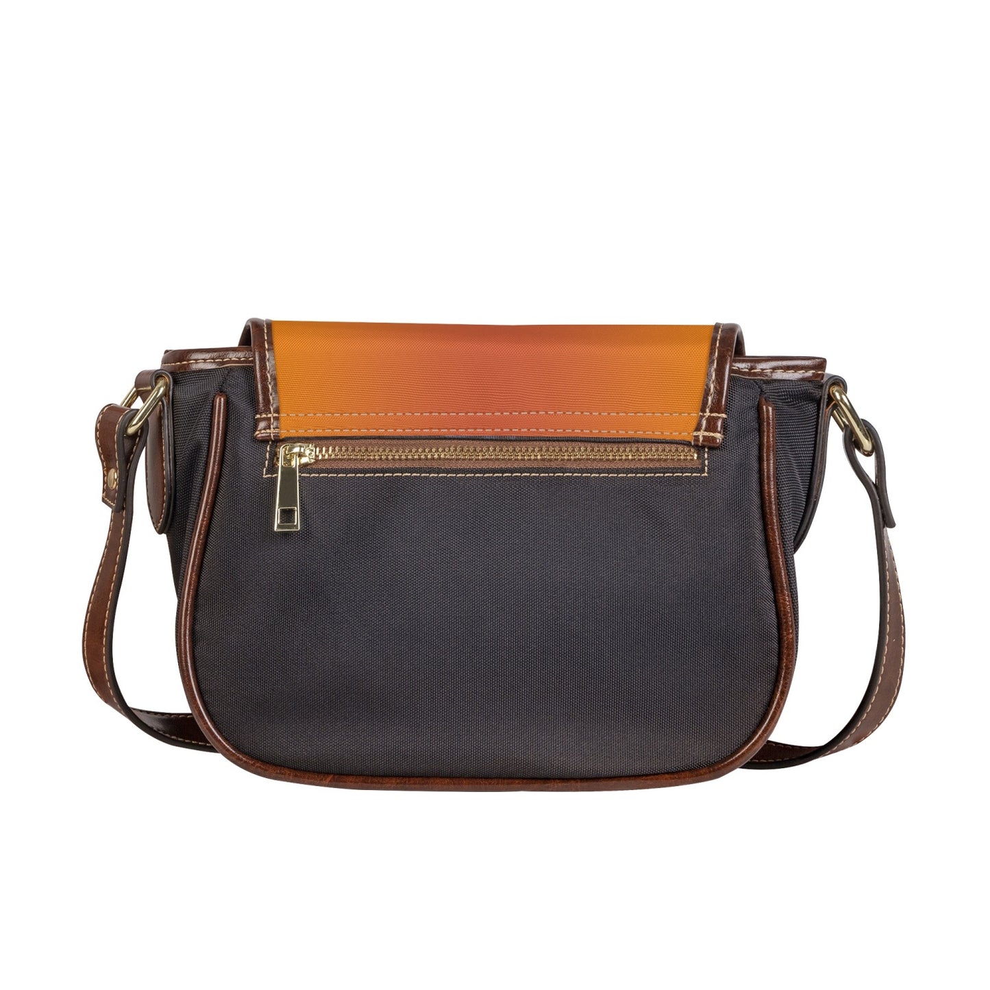 Harlem Boy Collection Vegan Leather Flap Saddle Bag - Mandarin