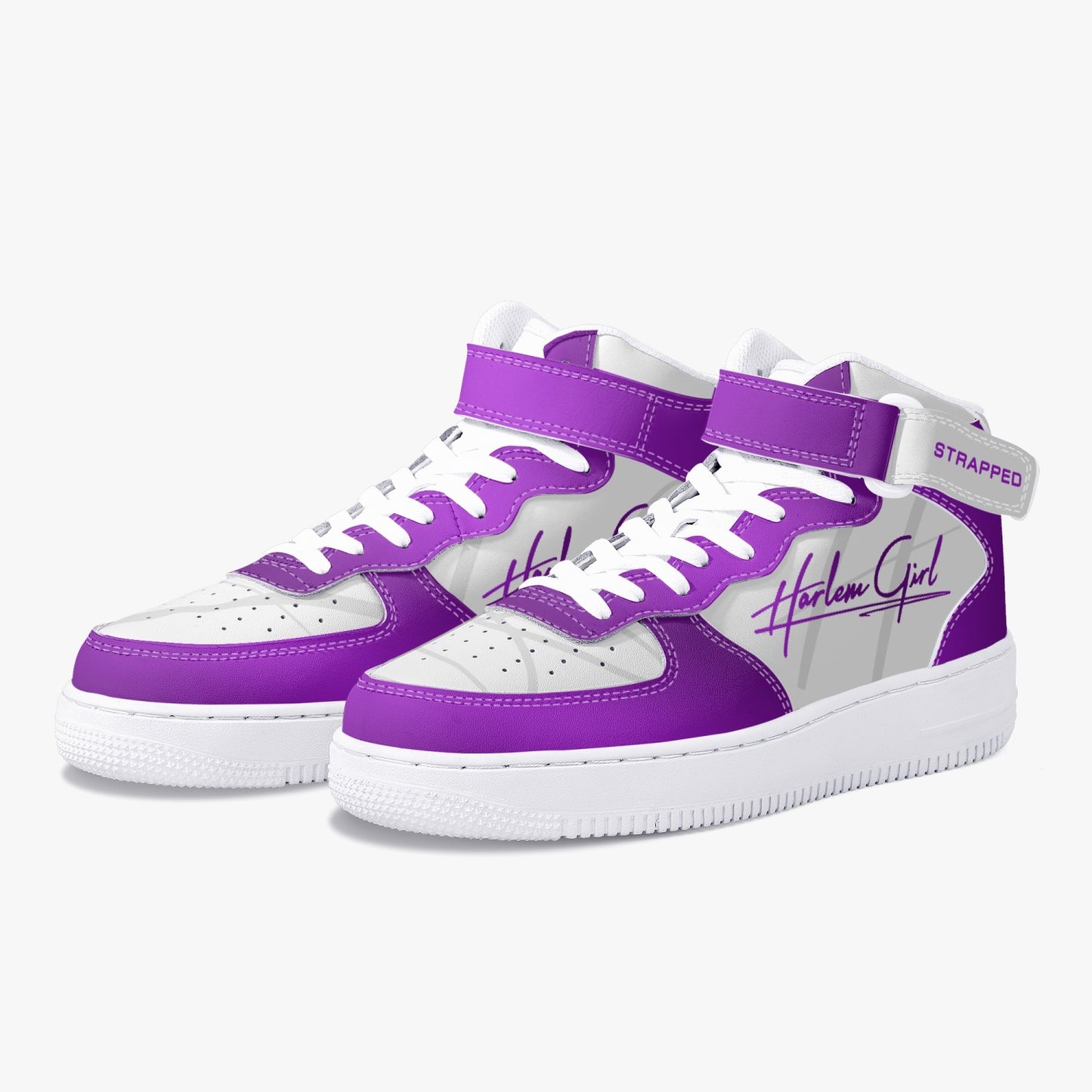 HB Harlem Girl "Strapped" Women's Leather Hi Top Kicks - Amethyst