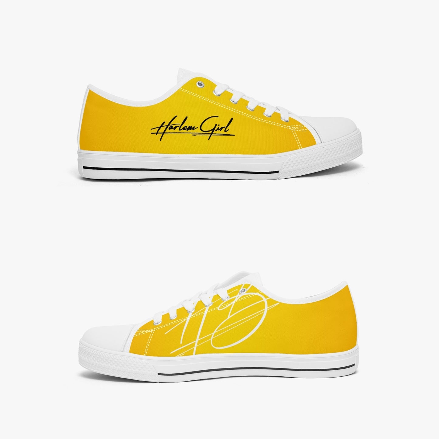 Harlem Girl "Coolee High" Womens Low-Top Canvas Sneaks - Gold