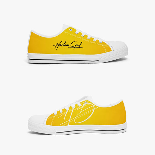 Harlem Girl "Coolee High" Womens Low-Top Canvas Sneaks - Gold