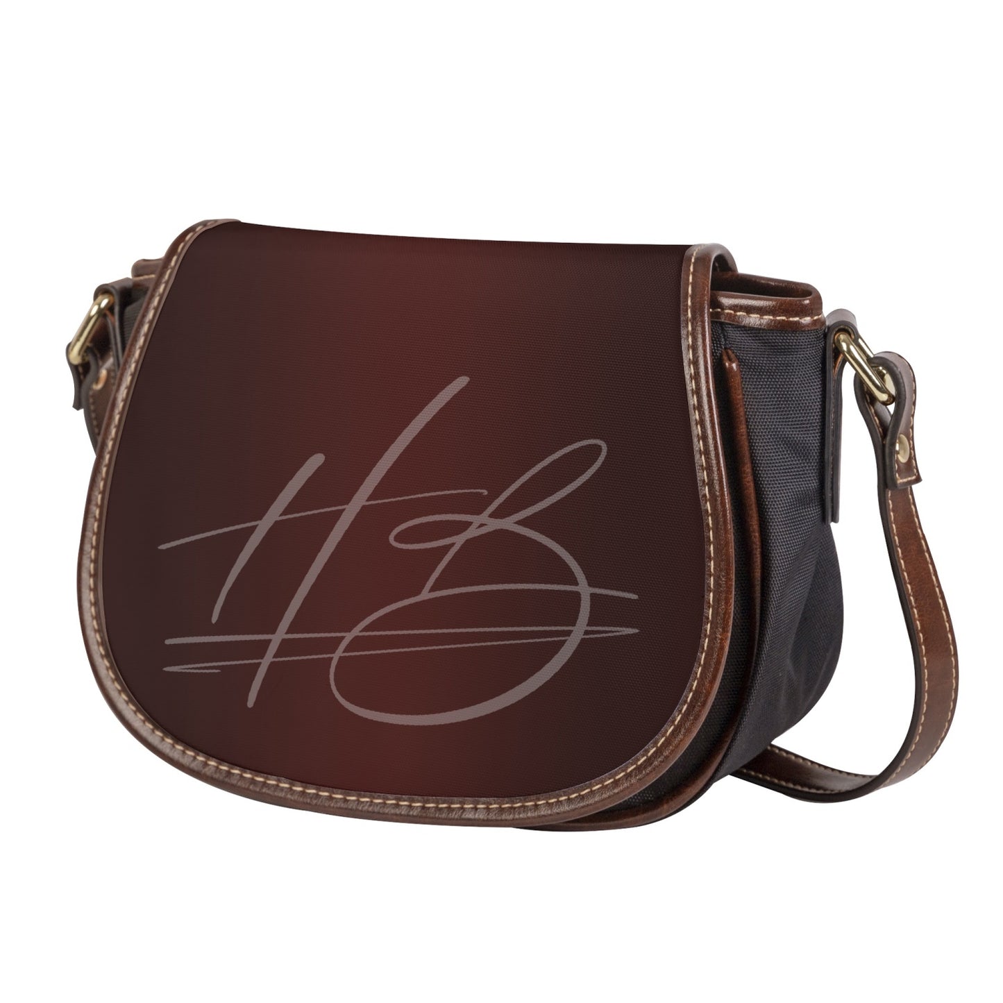 Harlem Boy Collection Vegan Leather Flap Saddle Bag - Burnished Mahogany