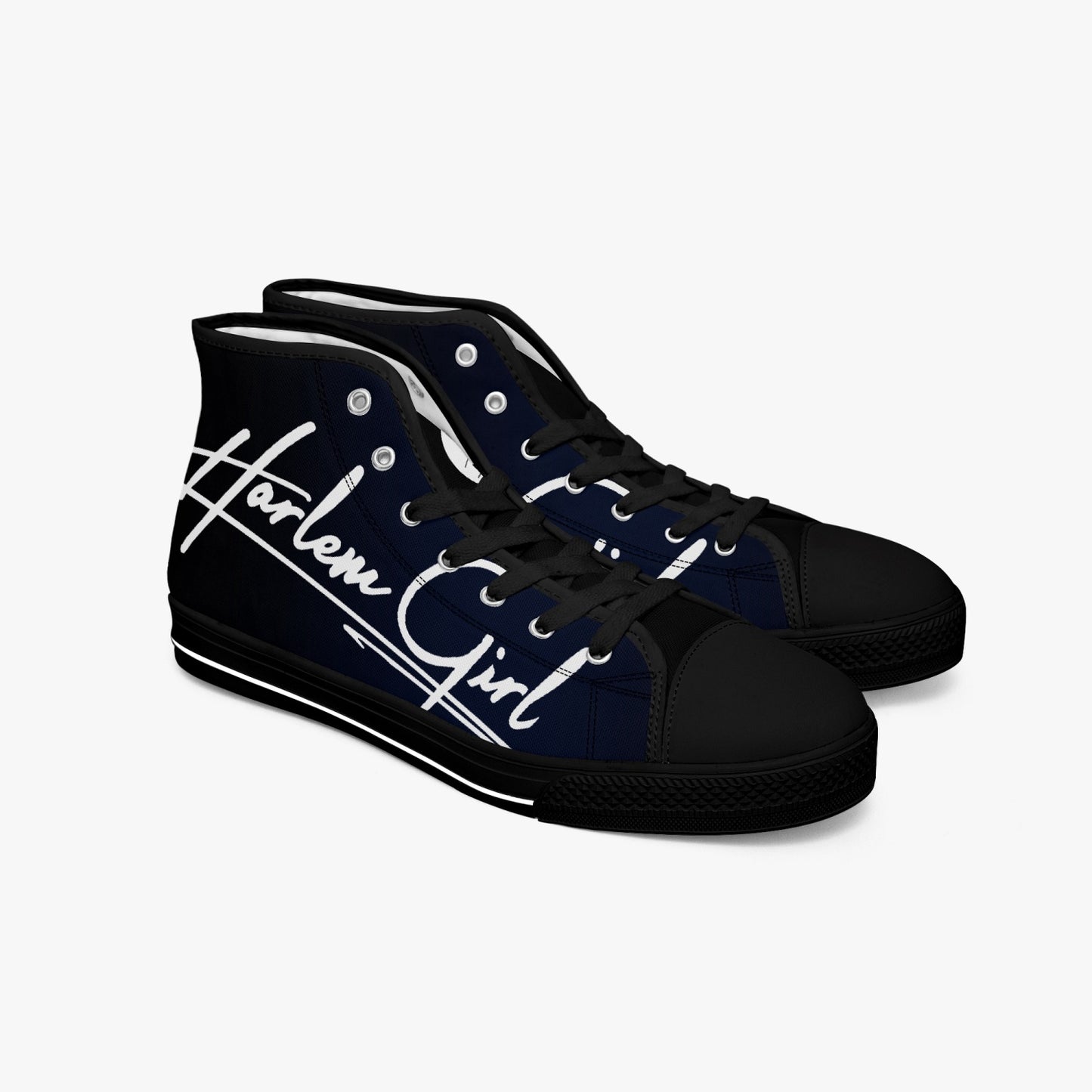 HB Harlem Girl "Lenox Ave" Classic High Top - BluBlac Onyx - Women (Black or White Soles)
