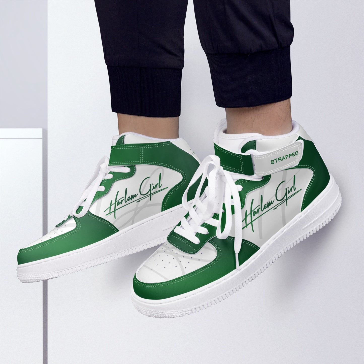 HB Harlem Girl "Strapped" Women's Leather Hi Top Kicks - Emerald