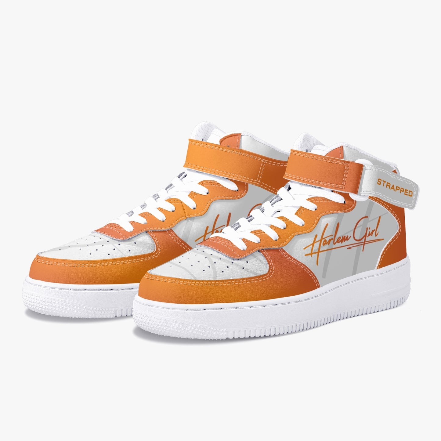 HB Harlem Girl "Strapped" Women's Leather Hi Top Kicks - Mandarin