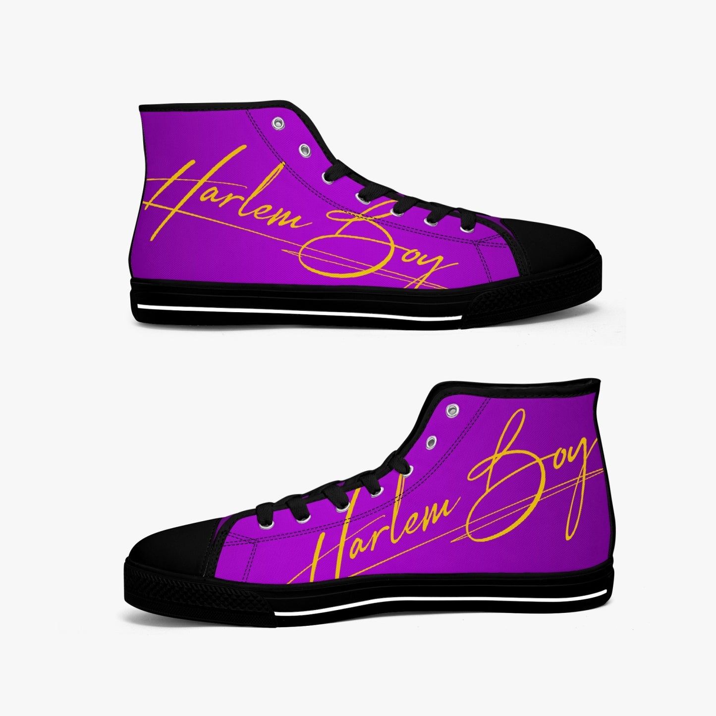 HB Harlem Boy "Lenox Ave" Classic High Top - Purple and Gold - Men (Black or White Soles)