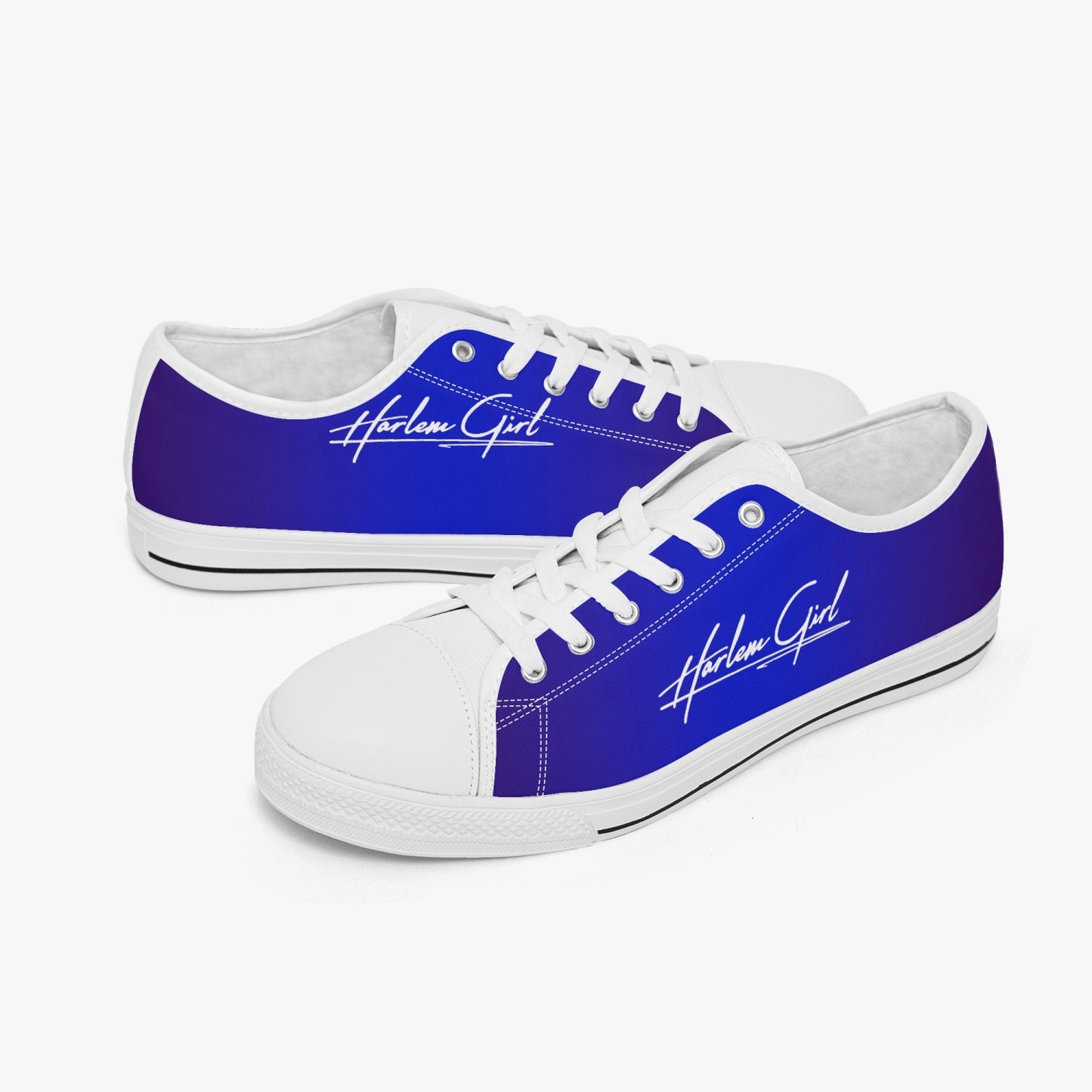 Harlem Girl "Coolee High" Womens Low-Top Canvas Sneaks - Sapphire