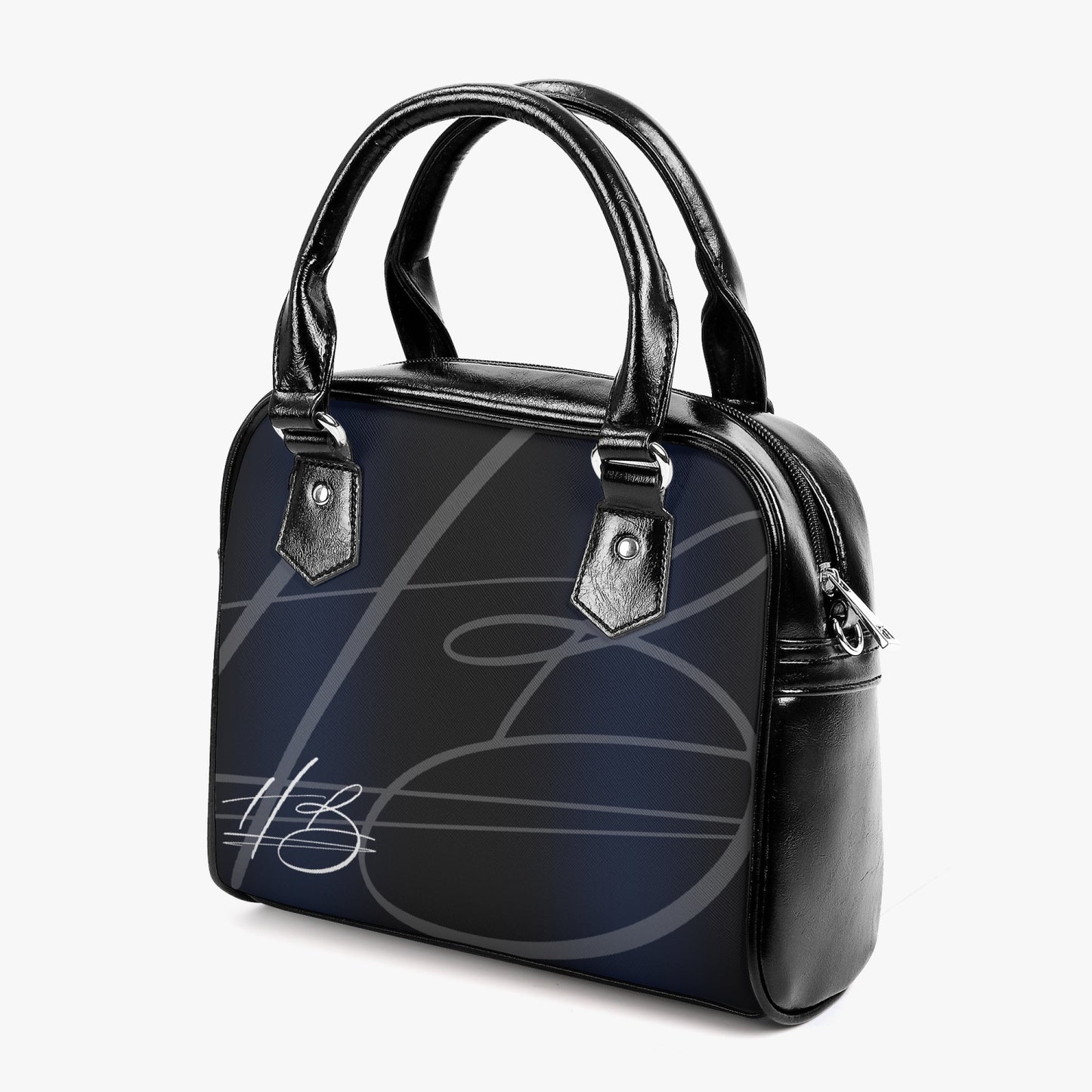 HB Vegan Leather Shoulder Bag - BluBlac Onyx