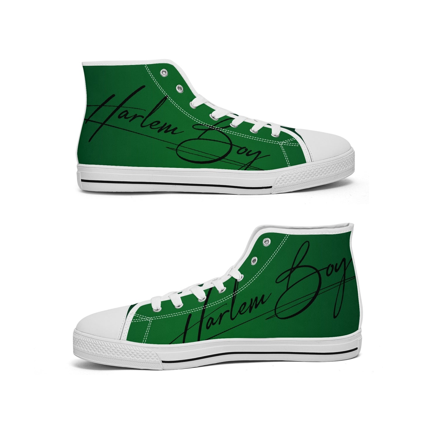 Harlem Boy "Lenox Ave" Unisex Classic High Tops - Emerald (Black or White Sole)
