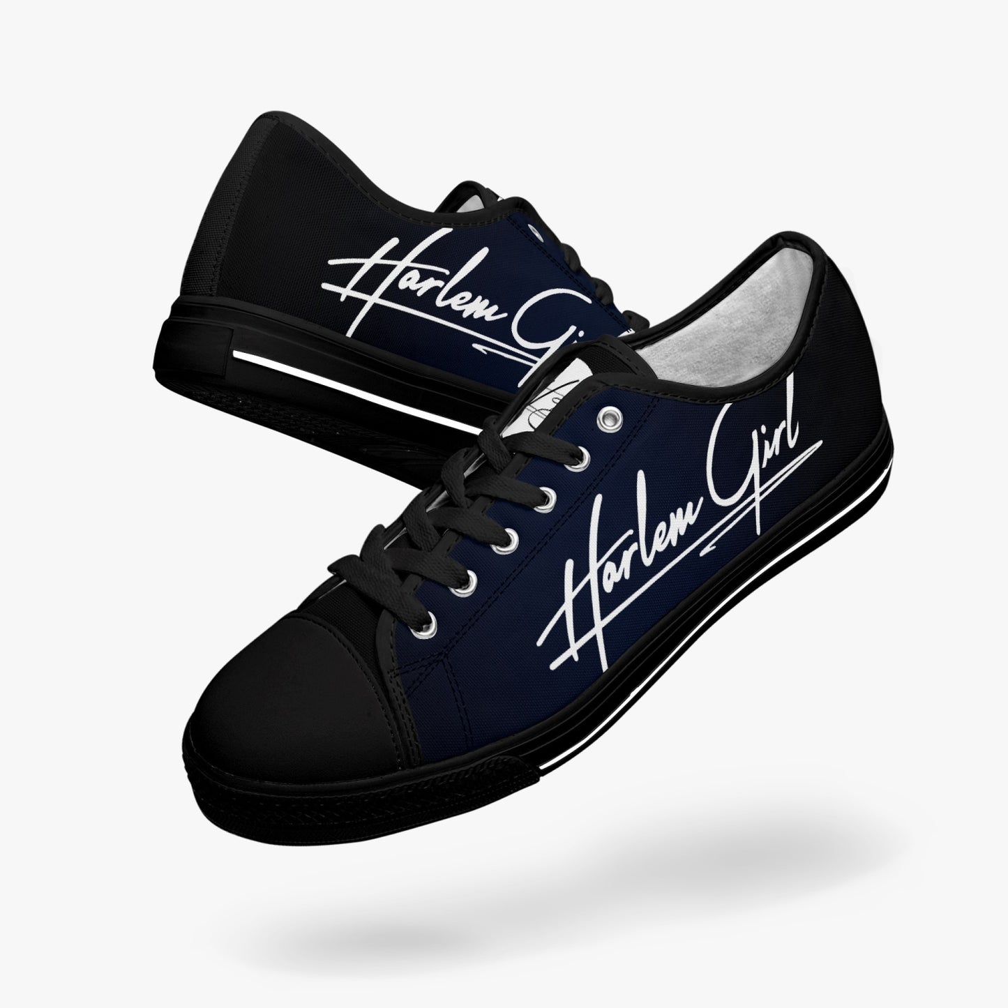 HB Harlem Girl "Lenox Ave" Classic Low Tops - BluBlac Onyx- Women (Black or White Sole)