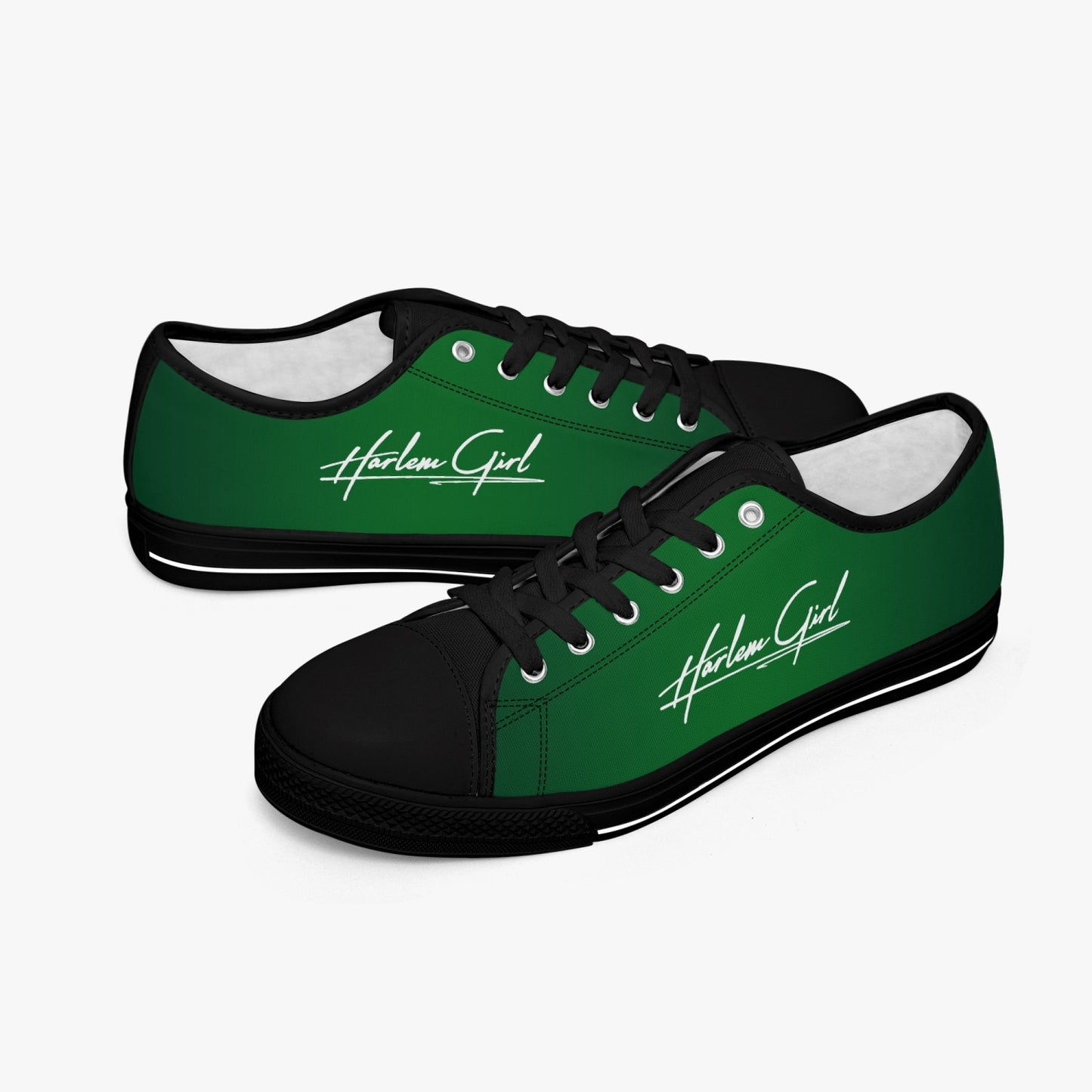 Harlem Girl "Coolee High" Womens Low-Top Canvas Sneaks - Emerald