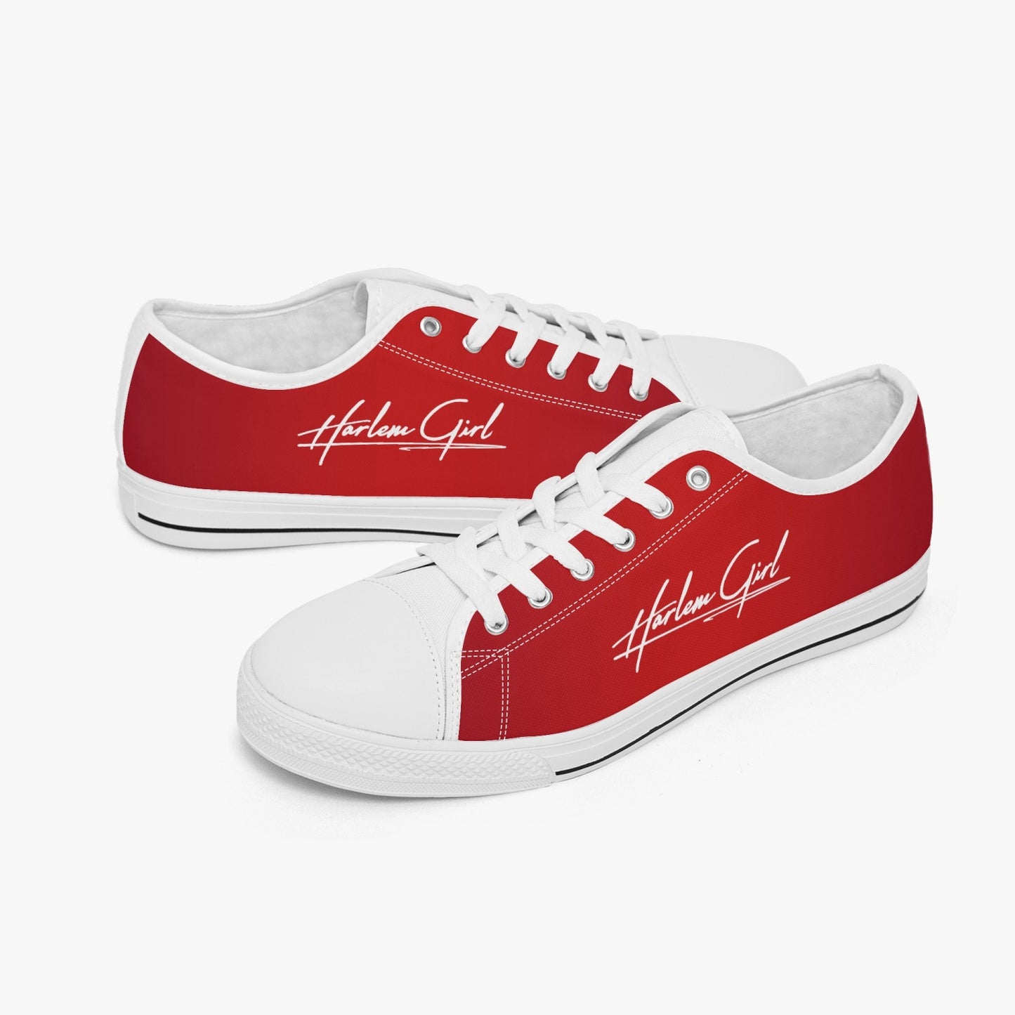 Harlem Girl "Coolee High" Womens Low-Top Canvas Sneaks - Ruby