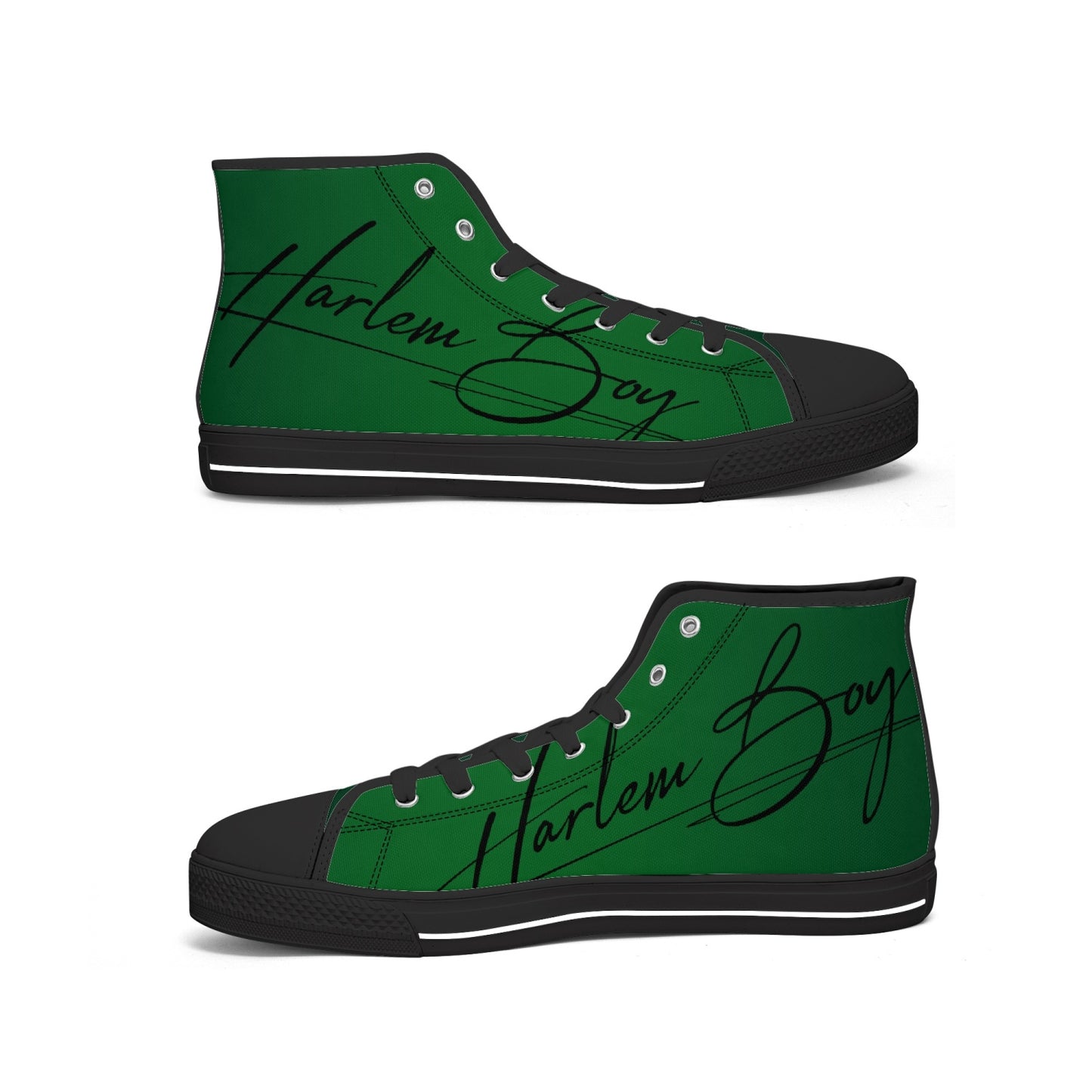 Harlem Boy "Lenox Ave" Unisex Classic High Tops - Emerald (Black or White Sole)