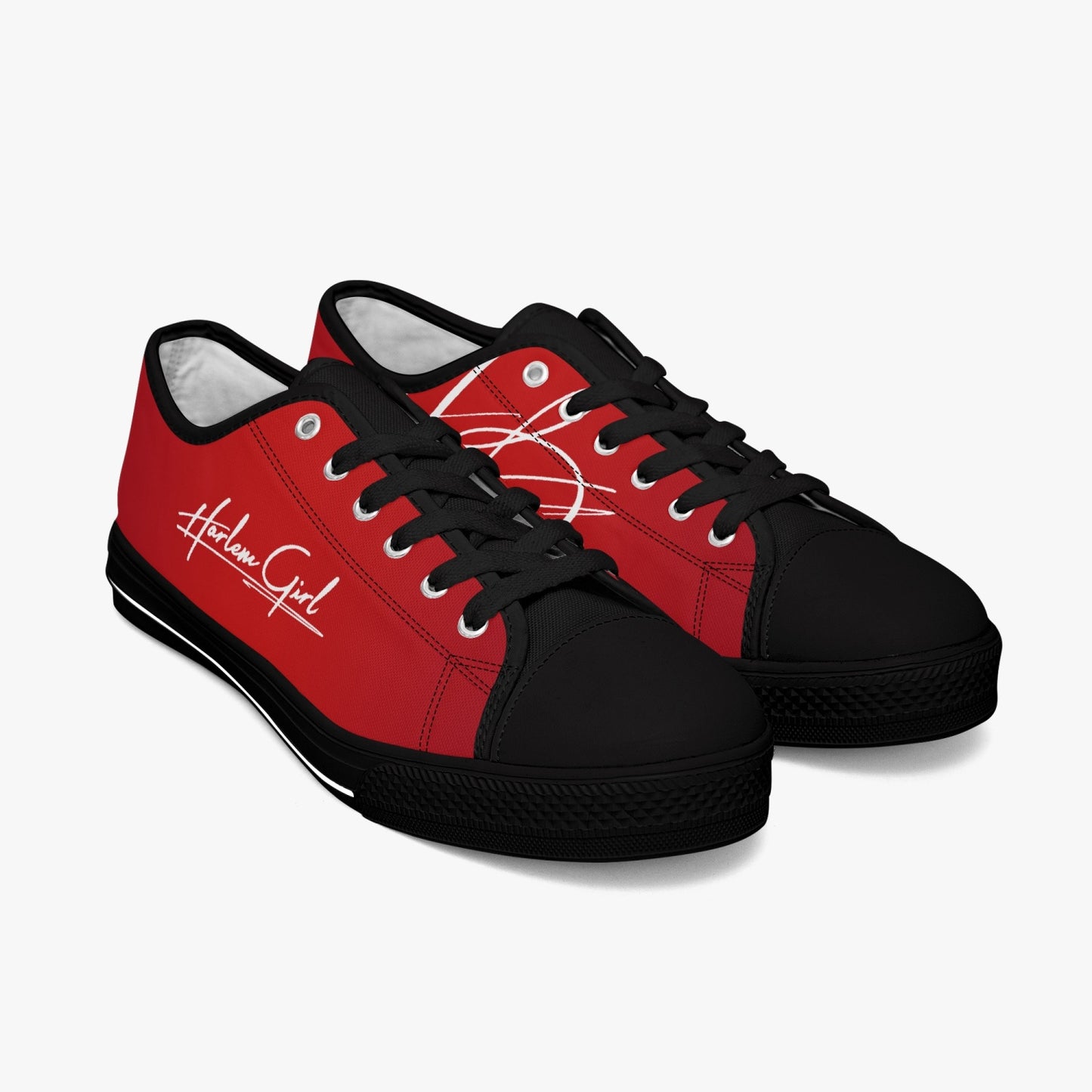 Harlem Girl "Coolee High" Womens Low-Top Canvas Sneaks - Ruby