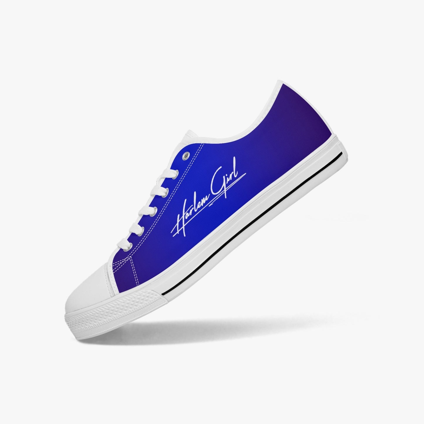 Harlem Girl "Coolee High" Womens Low-Top Canvas Sneaks - Sapphire